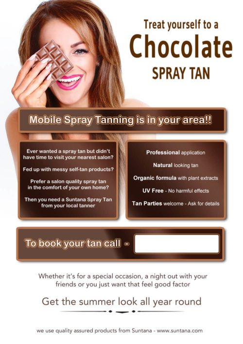 Ulotki A5 Mobile Spray Tanning — białe/brązowe