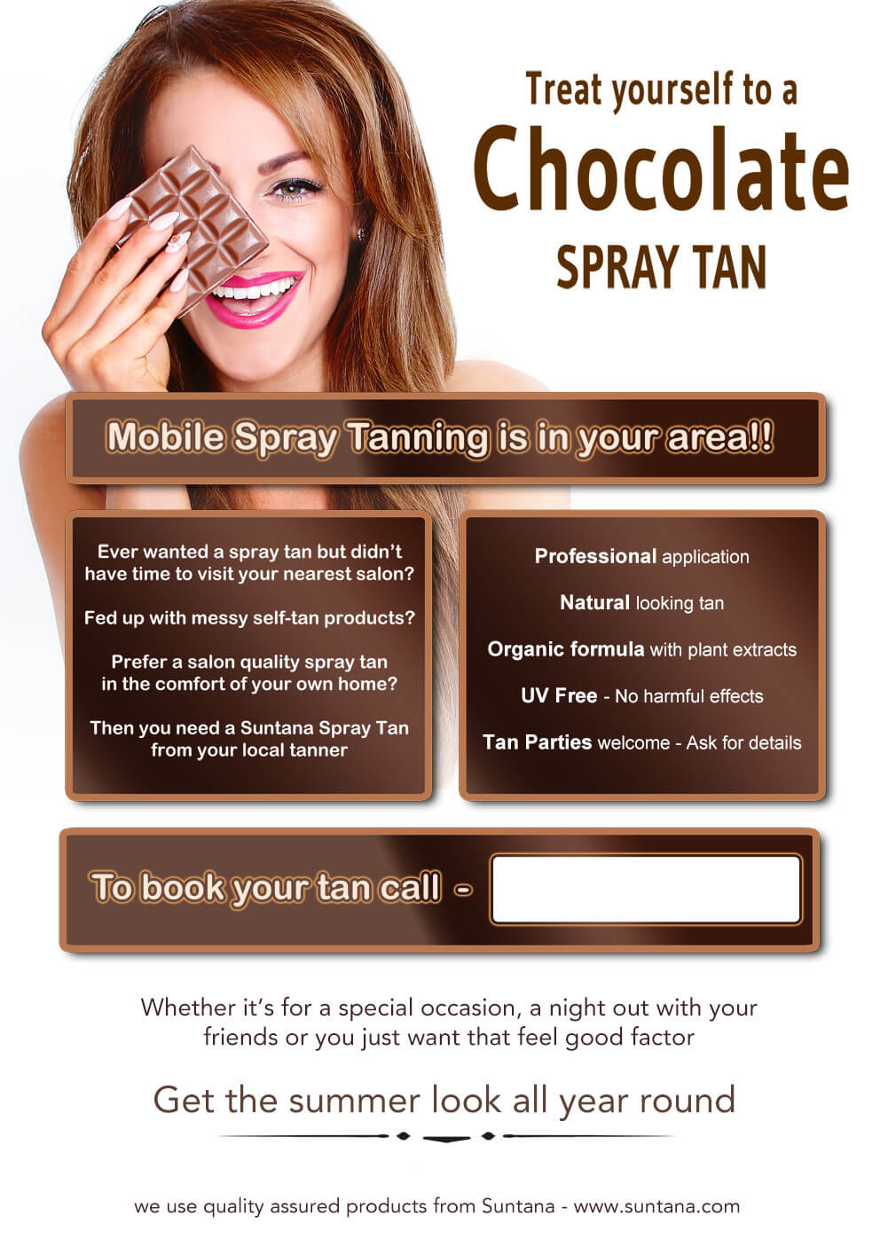 Ulotki A5 Mobile Spray Tanning — białe/brązowe Ulotki A5 Mobile Spray Tanning — białe/brązowe