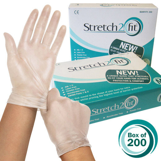 Stretch 2 Fit Transparent Rękawice Opakowanie 200 szt.
